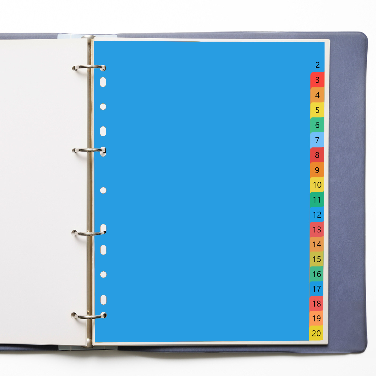 Tab Divider A4 - 20 Separadores de Plástico Coloridos A4
