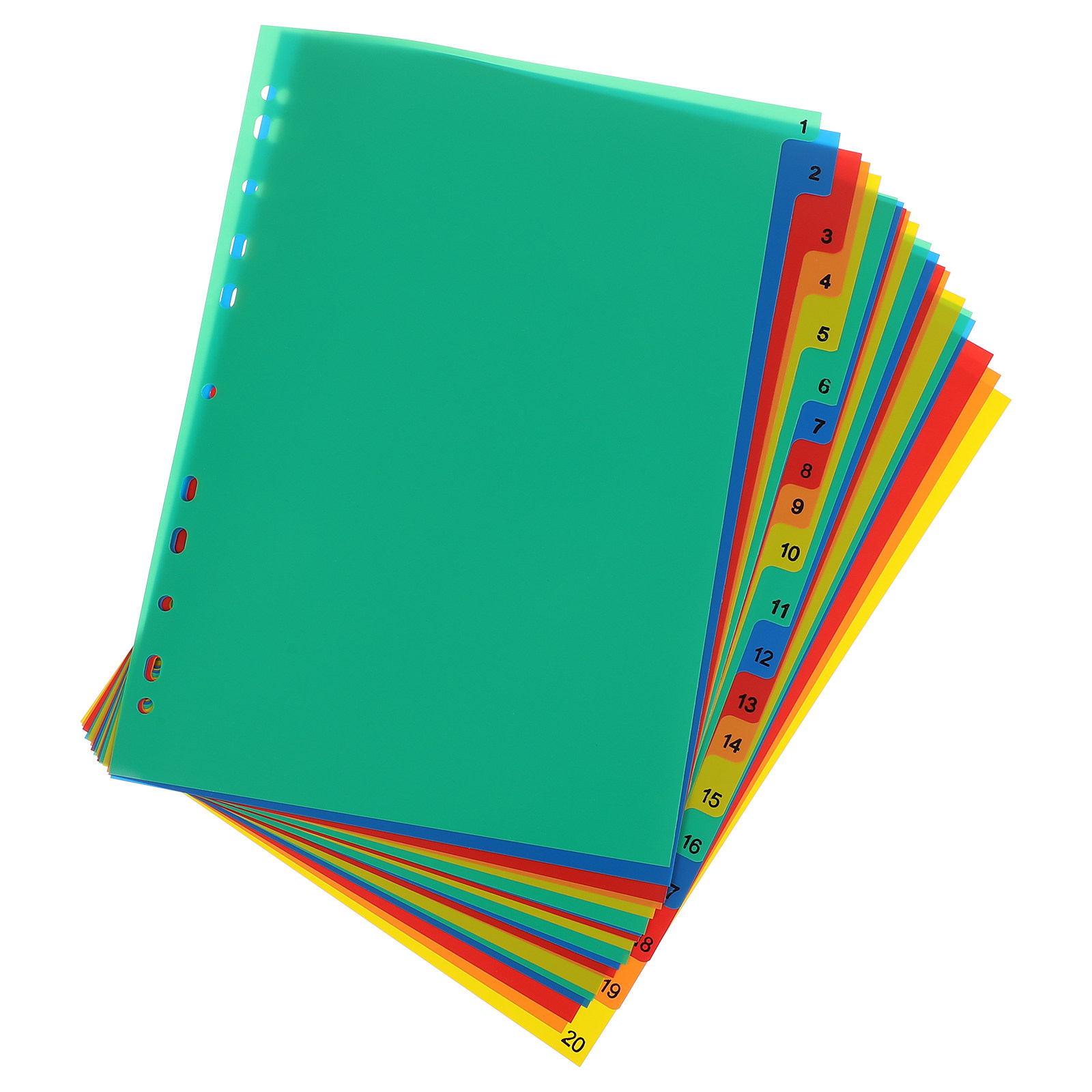 Tab Divider A4 - 20 Separadores de Plástico Coloridos A4